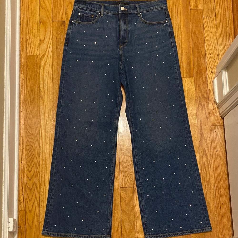 Ann Taylor Embellished Wide-Leg Jeans, Sz 8